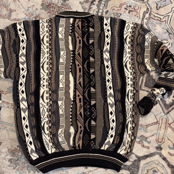 Vintage Cotton Traders Sweater Mens Medium Cosby Style 3D Chunky Knit Crewneck - Picture 5 of 5